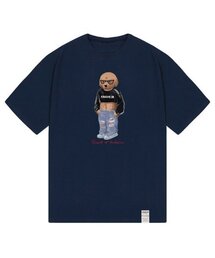 [ユニセックス]クロップドッグストリーバー半袖Tシャツ_ネイビー