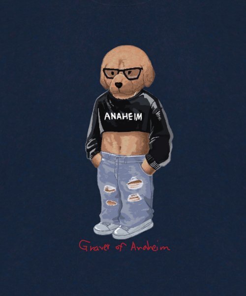 GRAVER（グレーバー）の「[ユニセックス]クロップドッグストリーバー半袖Tシャツ_ネイビー（Tシャツ/カットソー・レディース・ネイビー・SMALL/MEDIUM/LARGE）」の4枚目の写真