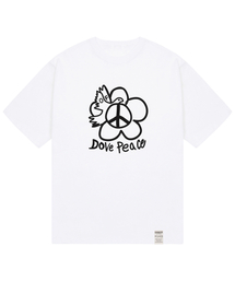 [ユニセックス]ドーブピースフラワー半袖Tシャツ_ホワイト
