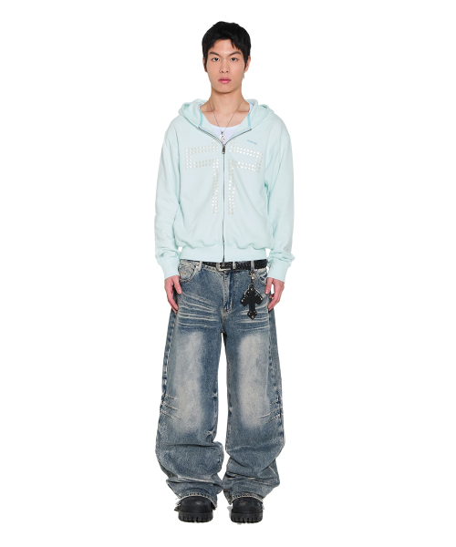 AAKAM(アーカム)の「Cross Rhinestone Zip-Up Hoodie (Ice Blue)(パーカー・レディース・その他・1/2)」の11枚目の写真