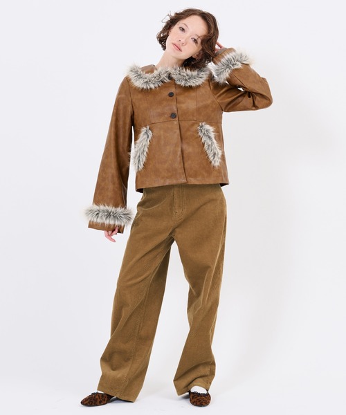 TINA:JOJUN(ティーナジョジュン)の「刺繍入り コーデュロイ ストレートパンツ TINA:JOJUN(その他パンツ・レディース・ネイビー/ピンク・M/S)」の6枚目の写真