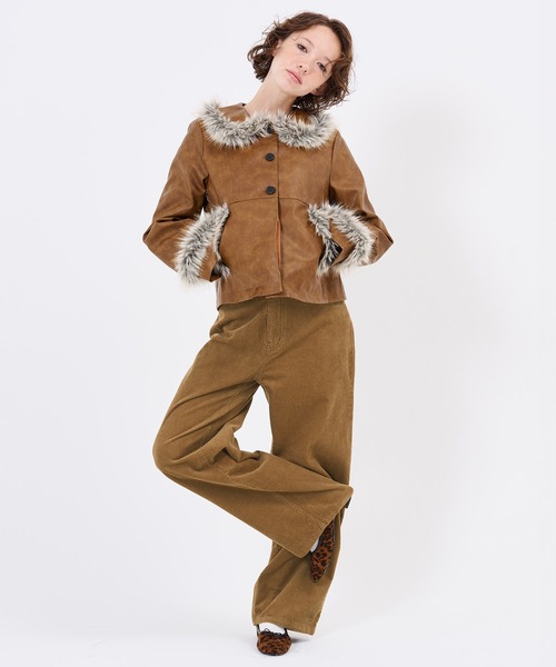 TINA:JOJUN(ティーナジョジュン)の「刺繍入り コーデュロイ ストレートパンツ TINA:JOJUN(その他パンツ・レディース・ネイビー/ピンク・M/S)」の7枚目の写真