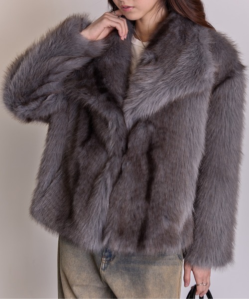 セール】MIXカラーフェイクファー ボリュームコート（その他アウター