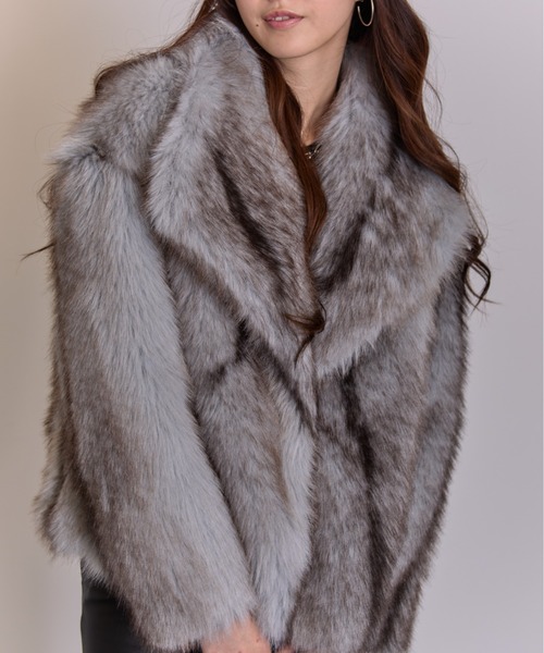 セール】MIXカラーフェイクファー ボリュームコート（その他アウター