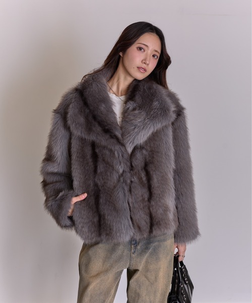 セール】MIXカラーフェイクファー ボリュームコート（その他アウター