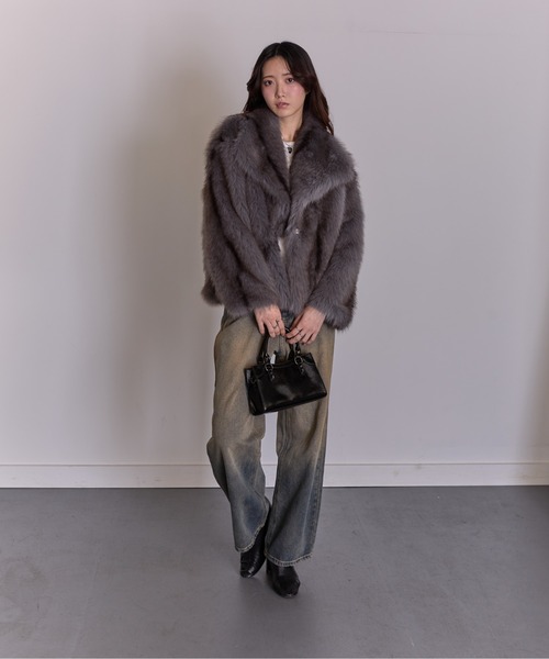 セール】MIXカラーフェイクファー ボリュームコート（その他アウター