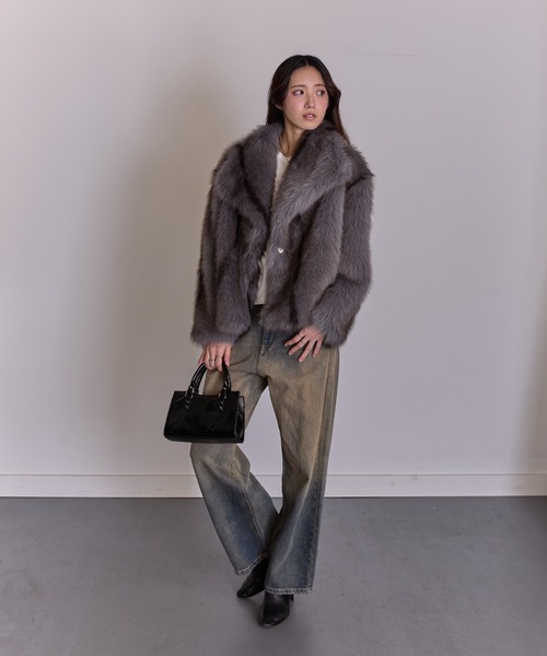 セール】MIXカラーフェイクファー ボリュームコート（その他アウター