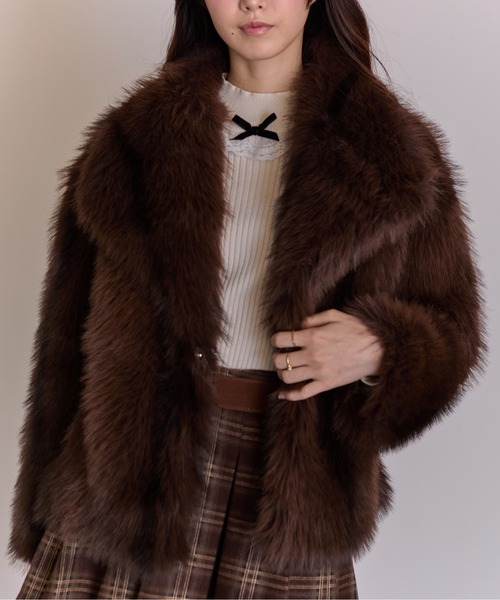 セール】MIXカラーフェイクファー ボリュームコート（その他アウター