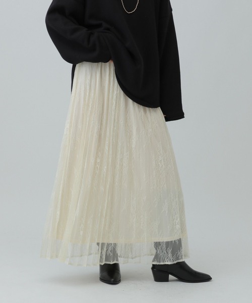 LEPSIM(レプシィム)の「レースプリーツスカート 600226(スカート・レディース・ブラック/アイボリー・FREE)」の3枚目の写真