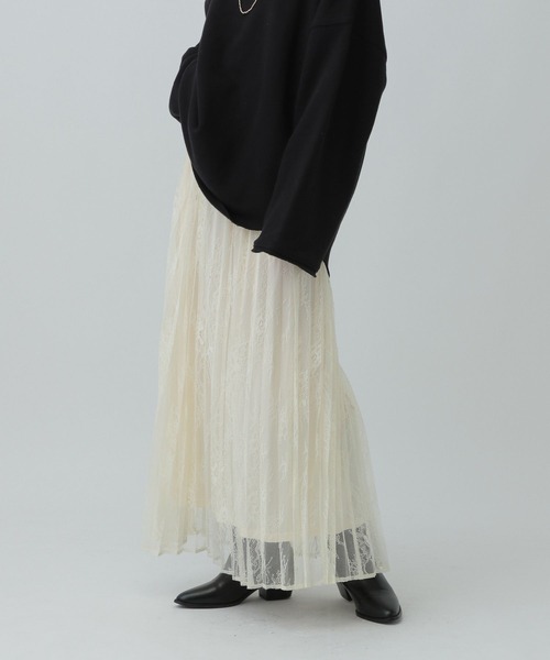 LEPSIM(レプシィム)の「レースプリーツスカート 600226(スカート・レディース・ブラック/アイボリー・FREE)」の4枚目の写真