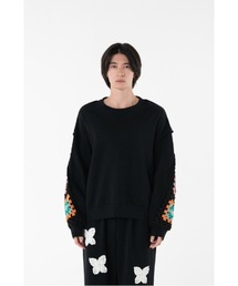 CROCHET SLEEVE SWEAT