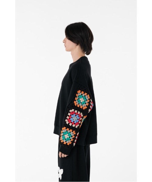 DISCOVERED(ディスカバード)の「CROCHET SLEEVE SWEAT(スウェット・メンズ・ブラック/グレー/ホワイト・SMALL/LARGE)」の14枚目の写真