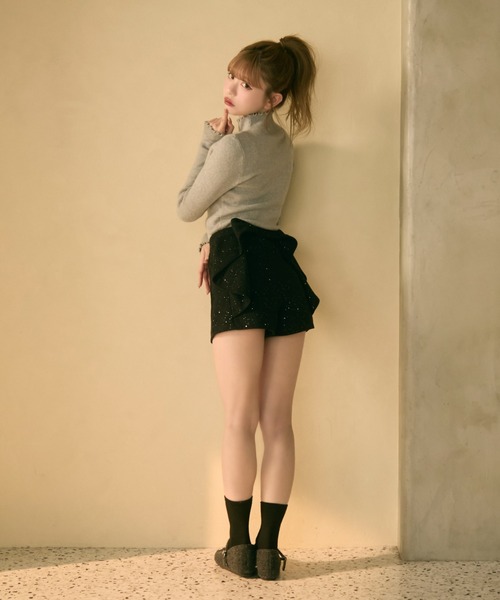 TITTY&CO.（ティティーアンドコー）の「バックリボンラメショートパンツ（その他パンツ・レディース・グレー/ブラック・MEDIUM/SMALL）」の15枚目の写真