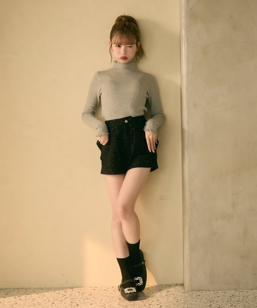 TITTY&CO.（ティティーアンドコー）の「バックリボンラメショートパンツ（その他パンツ・レディース・グレー/ブラック・MEDIUM/SMALL）」の10枚目の写真