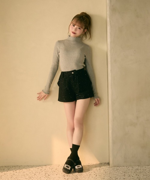 TITTY&CO.（ティティーアンドコー）の「バックリボンラメショートパンツ（その他パンツ・レディース・グレー/ブラック・MEDIUM/SMALL）」の13枚目の写真