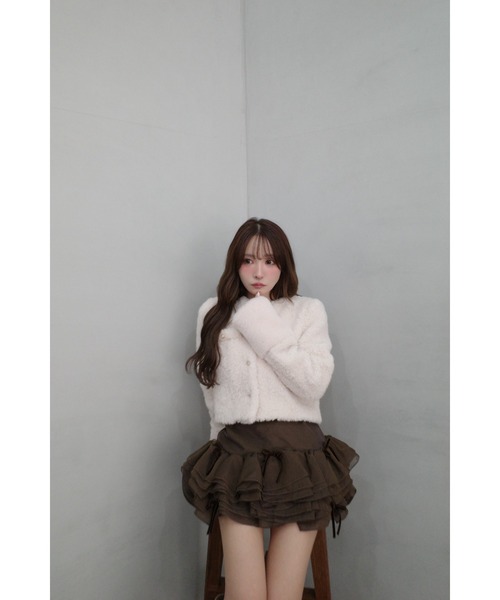MISTREASS(ミストレアス)の「Romantic Sheer Frill Skirt(スカート・レディース・ブラウン/アイボリー/ブラック・FREE)」の7枚目の写真