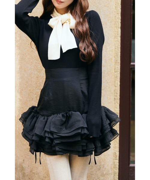 MISTREASS(ミストレアス)の「Romantic Sheer Frill Skirt(スカート・レディース・ブラウン/アイボリー/ブラック・FREE)」の8枚目の写真