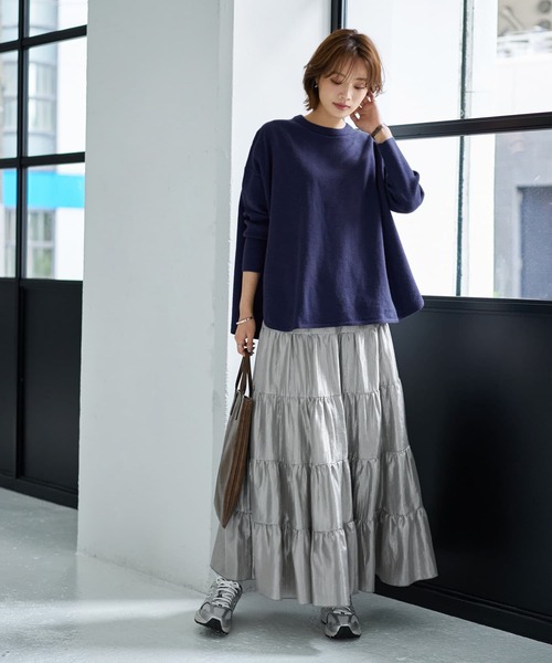 STYLE DELI(スタイルデリ)の「5段ティアードシワ加工グロウスカート(スカート・レディース・ライトグレー/クリーム・02/01)」の11枚目の写真