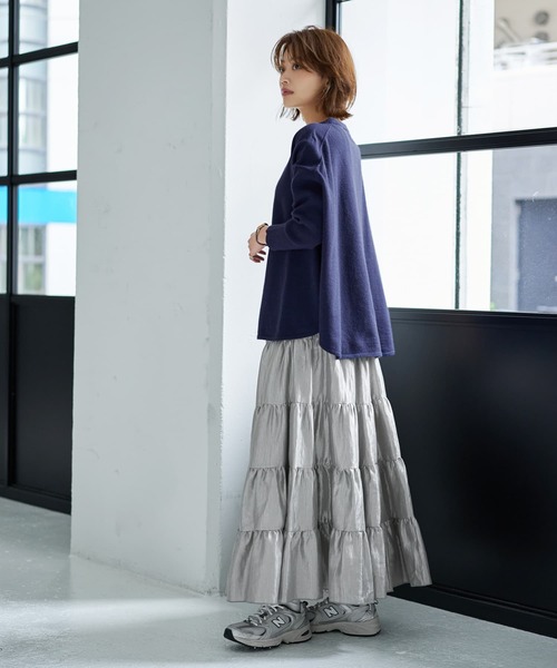 STYLE DELI(スタイルデリ)の「5段ティアードシワ加工グロウスカート(スカート・レディース・ライトグレー/クリーム・02/01)」の13枚目の写真