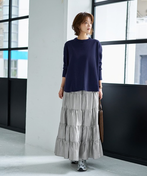 STYLE DELI(スタイルデリ)の「5段ティアードシワ加工グロウスカート(スカート・レディース・ライトグレー/クリーム・02/01)」の15枚目の写真