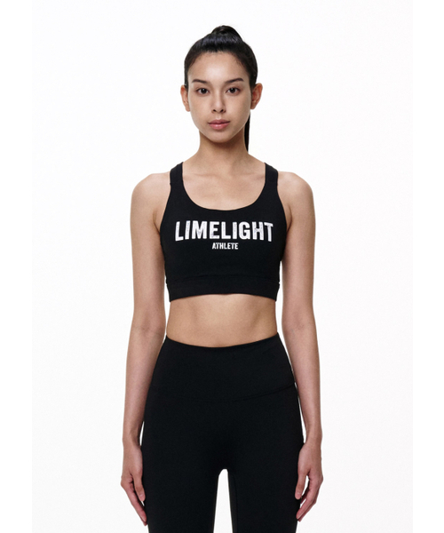 LIMELIGHT APPAREL(ライムライトアパレル)の「ライムライト ビッグロゴスポーツブラ Vライン(ブラック/ホワイト)(チューブトップ・レディース・その他・SMALL/LARGE/MEDIUM)」の1枚目の写真