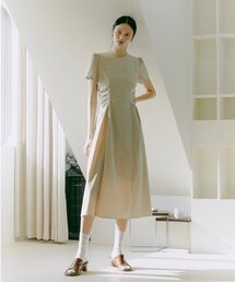 Side Shirring Dress  Beige