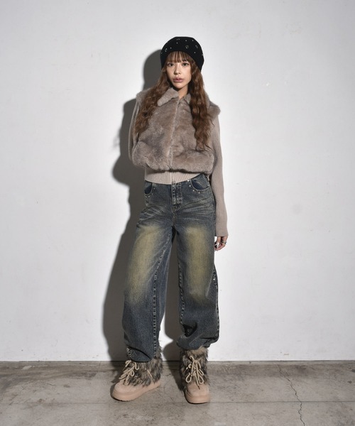 d.i.a.(ダイヤ)の「ファー付ムートンブーツ(ブーツ・レディース・ブラック/ベージュ・MEDIUM/LARGE/X-LARGE)」の10枚目の写真