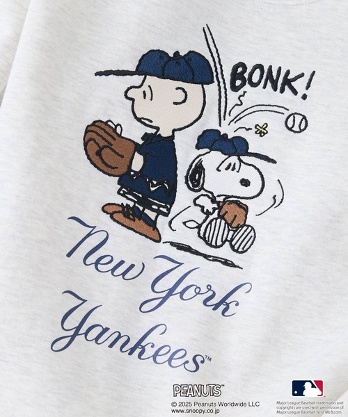 PEANUTS（ピーナッツ）の「【PEANUTS×MLB】オリジナルデザイン KIDS裏起毛トレーナー キッズサイズ ヤンキース ドジャース カブス キャラクター（スウェット・キッズ・ブルー系その他/グレー系その他2/ベージュ系その他2/グレー系その他/ブラック系その他3/ベージュ系その他3・150cm/130cm/140cm/160cm）」の19枚目の写真