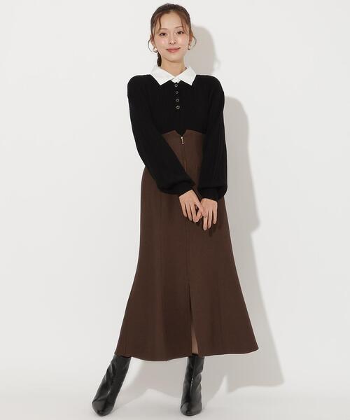 AND COUTURE（アンドクチュール）の「フロントZIPマーメイドスカート（スカート・レディース・ブラック/ブラウン/ベージュ・MEDIUM/SMALL）」の2枚目の写真