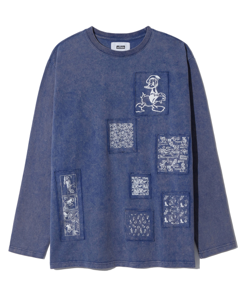 ULKIN（ウルキン）の「[ディズニー] ブリーチウォッシュパッチワーク長袖Tシャツ_ブルー（Tシャツ/カットソー・レディース・ブルー・FREE）」の2枚目の写真