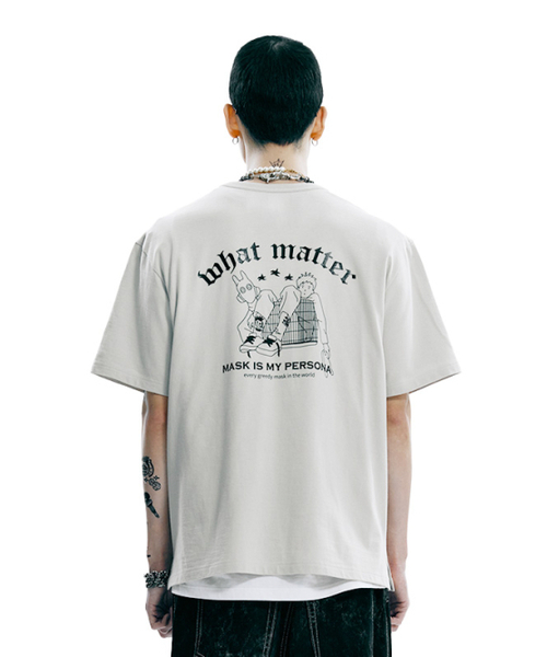 OURPOCKETS(アワーポケッツ)の「グリッドワットマッターTシャツ(ベージュ)(Tシャツ/カットソー・レディース・ベージュ・MEDIUM/X-LARGE)」の1枚目の写真
