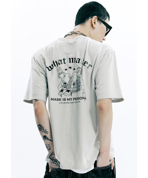 OURPOCKETS(アワーポケッツ)の「グリッドワットマッターTシャツ(ベージュ)(Tシャツ/カットソー・レディース・ベージュ・MEDIUM/X-LARGE)」の4枚目の写真