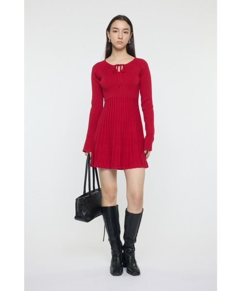 MOUSSY（マウジー）の「PICO RIBBON ミニドレス（ワンピース・レディース・ネイビー/レッド/ブラック・2/1）」の8枚目の写真