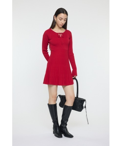 MOUSSY（マウジー）の「PICO RIBBON ミニドレス（ワンピース・レディース・ネイビー/レッド/ブラック・2/1）」の9枚目の写真