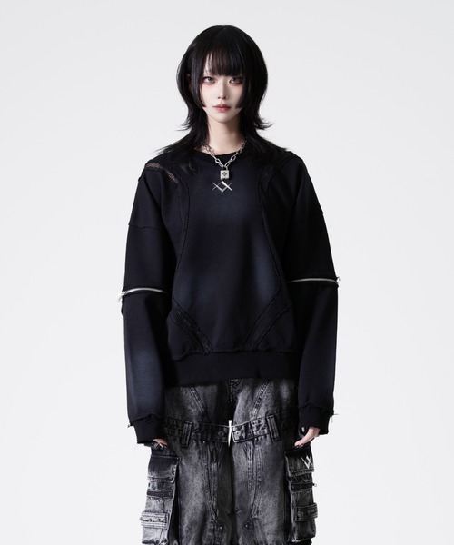 REFLEM(レフレム)の「『REFLEM/レフレム』メッシュ切替プルオーバースウェット(スウェット・レディース・ブラック/グレー・FREE)」の12枚目の写真