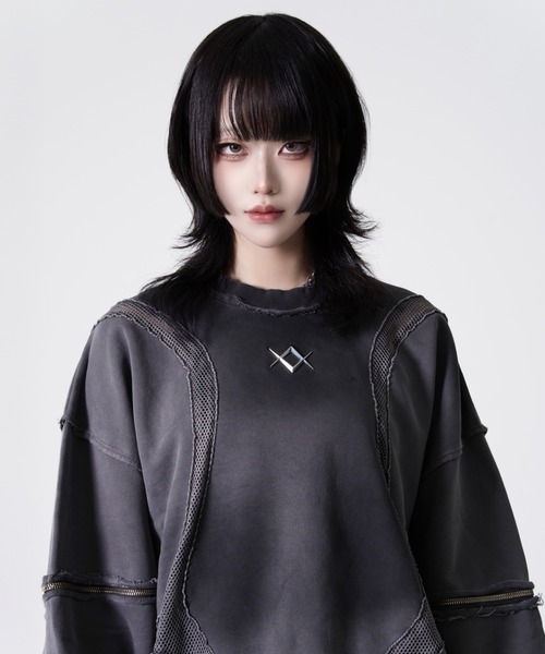 REFLEM(レフレム)の「『REFLEM/レフレム』メッシュ切替プルオーバースウェット(スウェット・レディース・ブラック/グレー・FREE)」の22枚目の写真