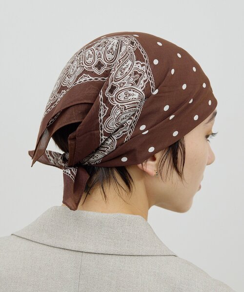 GALLARDAGALANTE（ガリャルダガランテ）の「ペイズリードットスカーフ（バンダナ/スカーフ・レディース・ブラウン/レモンイエロー/オフホワイト・FREE）」の8枚目の写真