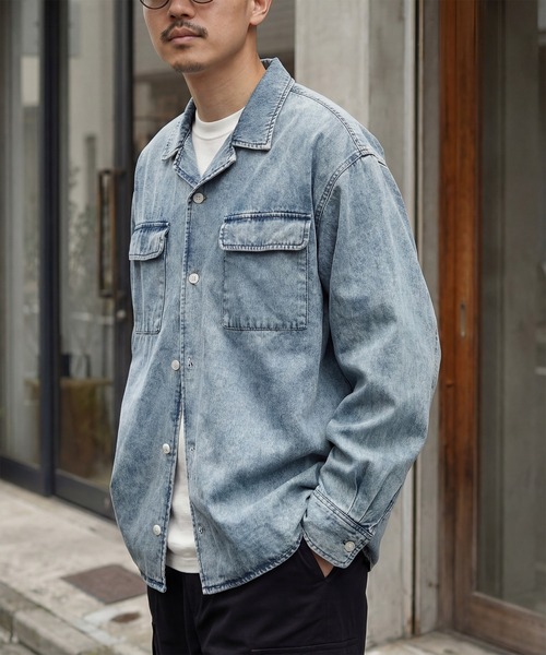 MAISON CLUB(メゾンクラブ)の「【MAISON CLUB】Denim Shirt KKP / デニムシャツ(シャツ/ブラウス・メンズ・ブラック/ネイビー・L/M)」の2枚目の写真