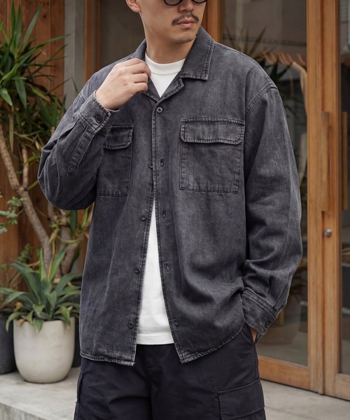 MAISON CLUB(メゾンクラブ)の「【MAISON CLUB】Denim Shirt KKP / デニムシャツ(シャツ/ブラウス・メンズ・ブラック/ネイビー・L/M)」の1枚目の写真