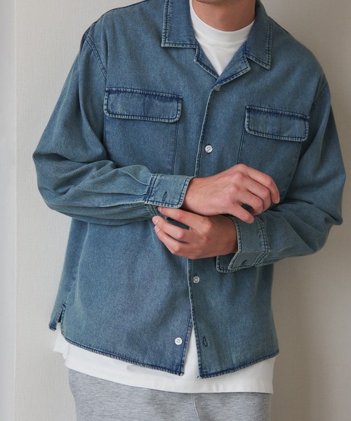MAISON CLUB(メゾンクラブ)の「【MAISON CLUB】Denim Shirt KKP / デニムシャツ(シャツ/ブラウス・メンズ・ブラック/ネイビー・L/M)」の4枚目の写真
