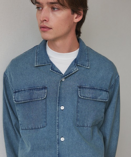 MAISON CLUB(メゾンクラブ)の「【MAISON CLUB】Denim Shirt KKP / デニムシャツ(シャツ/ブラウス・メンズ・ブラック/ネイビー・L/M)」の3枚目の写真