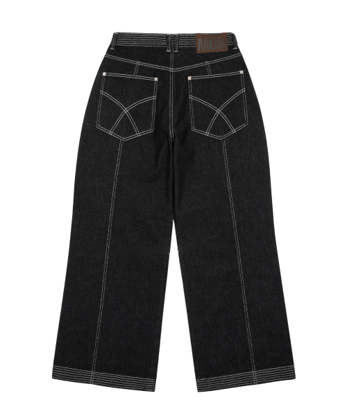 AAKAM（アーカム）の「Knee Pin-Tuck Stitched Denim Pants (Black)（デニムパンツ・レディース・その他・1/2）」の3枚目の写真
