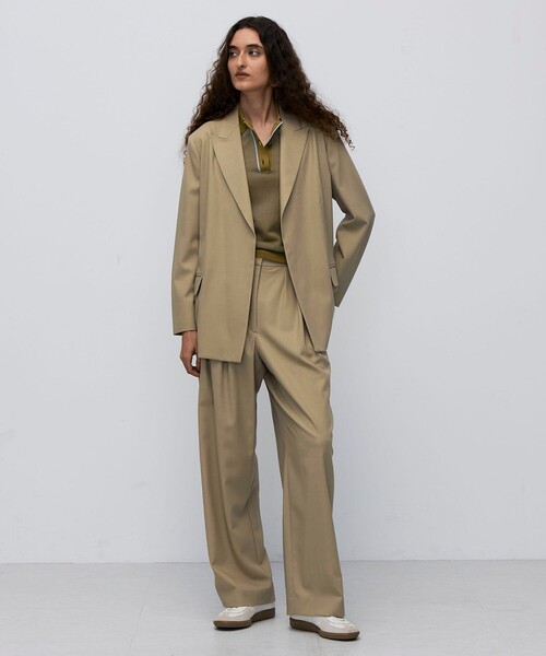 BACCA（バッカ）の「ウールドスキン アンボタンシングルジャケット（テーラードジャケット・レディース・ベージュ/ネイビー・34/36）」の3枚目の写真