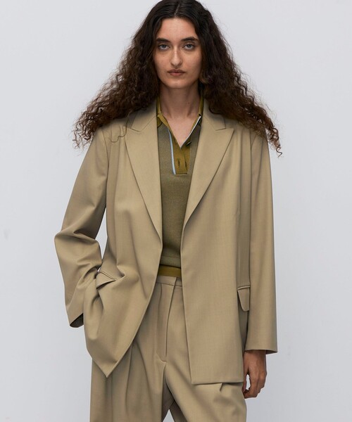 BACCA（バッカ）の「ウールドスキン アンボタンシングルジャケット（テーラードジャケット・レディース・ベージュ/ネイビー・34/36）」の4枚目の写真