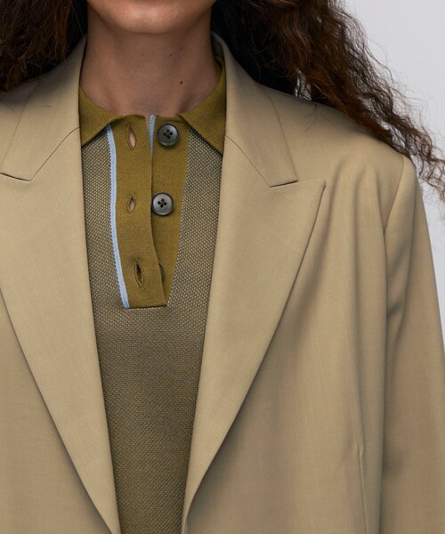 BACCA（バッカ）の「ウールドスキン アンボタンシングルジャケット（テーラードジャケット・レディース・ベージュ/ネイビー・34/36）」の8枚目の写真