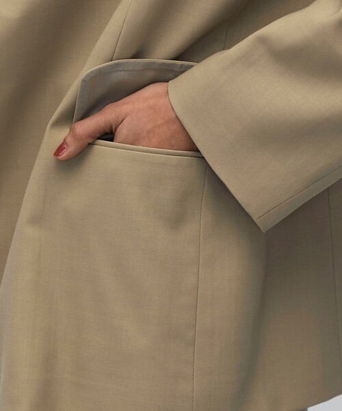 BACCA（バッカ）の「ウールドスキン アンボタンシングルジャケット（テーラードジャケット・レディース・ベージュ/ネイビー・34/36）」の11枚目の写真