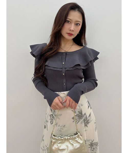 MERCURYDUO(マーキュリーデュオ)の「編み変化ラッフルコンパクト(ニット/セーター・レディース・アイボリー/チャコールグレー/ブラック/ミント/ベージュ・FREE)」の17枚目の写真