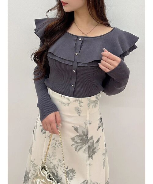 MERCURYDUO(マーキュリーデュオ)の「編み変化ラッフルコンパクト(ニット/セーター・レディース・アイボリー/チャコールグレー/ブラック/ミント/ベージュ・FREE)」の18枚目の写真