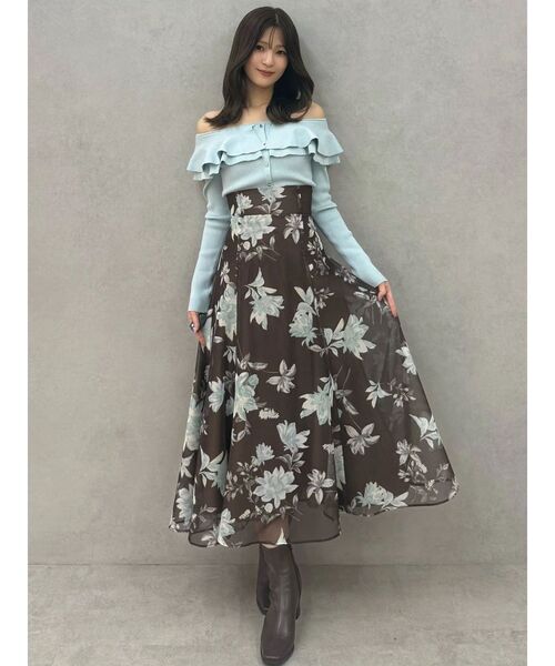 MERCURYDUO（マーキュリーデュオ）の「編み変化ラッフルコンパクト（ニット/セーター・レディース・アイボリー/チャコールグレー/ブラック/ミント/ベージュ・FREE）」の6枚目の写真