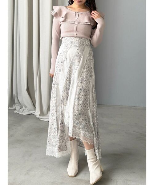 MERCURYDUO（マーキュリーデュオ）の「編み変化ラッフルコンパクト（ニット/セーター・レディース・アイボリー/チャコールグレー/ブラック/ミント/ベージュ・FREE）」の10枚目の写真